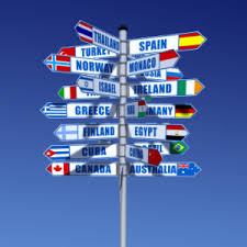 Sign showing countries around the world