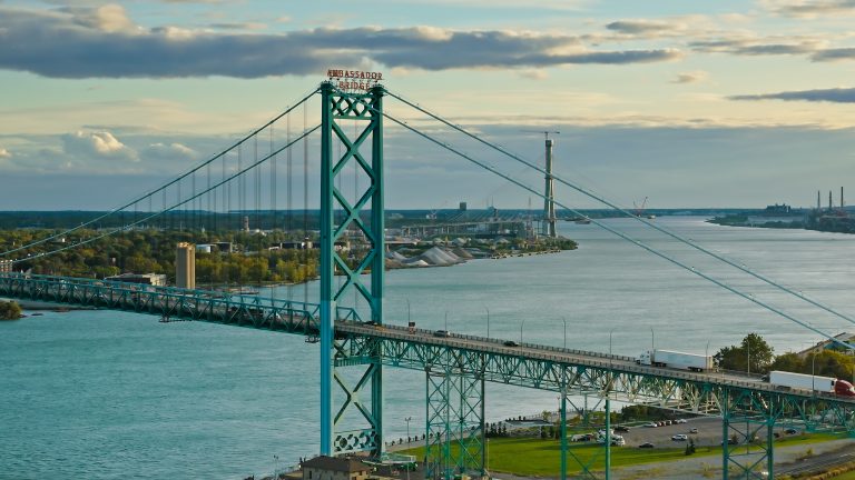 Ambassador Bridge over the Detroit river