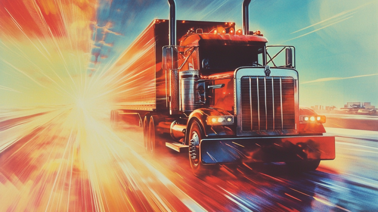 Tractor trailer driving on highway