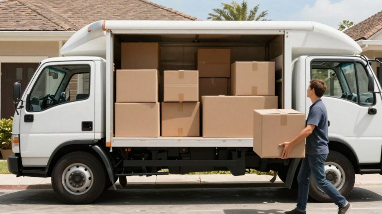 Moving truck and boxes for a smooth transition.